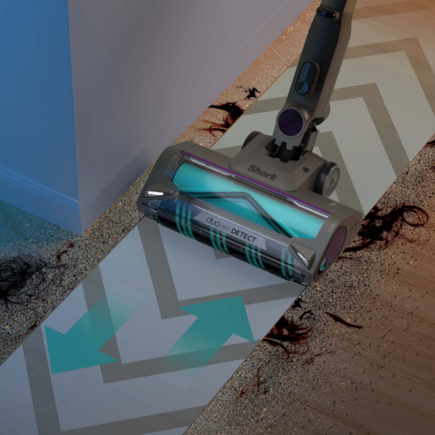 DirectionDetect cleaning on multiple floor surfaces